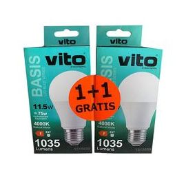 ПРОМО-НАБОР VITOONE BASIS, две лампочки LED, A60, 11,5W, E27, 6400K, (1+1 в подарок)