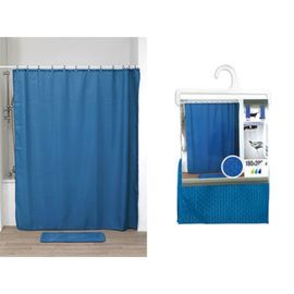 Perdea pentru dus Tendance Diamond, albastra, poliester, 180x200cm