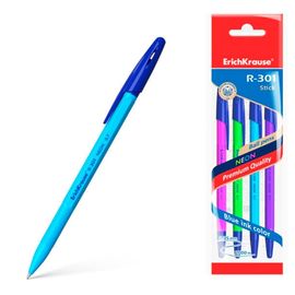 Набор ручек шариковых ERICHKRAUSE R-301 Neon, 4 шт, синий