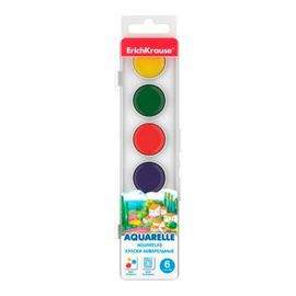 Aquarelle ERICHKRAUSE 6 culori, fara pensula, cutie plastic