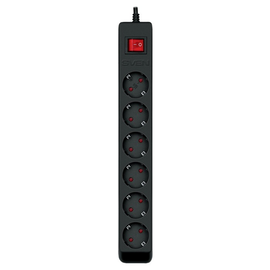 Prelungitor de retea SVEN Optima, 6 prize cu protectie pentru copii, 1.8 m, negru