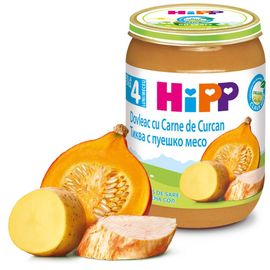 6183 Пюре HIPP Мясное меню, Тыква с индейкой, с 4 месяцев, 190 г