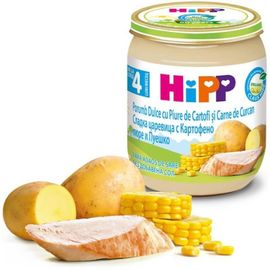 6203 Пюре HIPP Мясное меню, Сладкая кукуруза с картофелем и индейкой, с 4 месяцев, 125 г