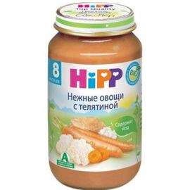 Пюре HIPP Мясное меню, Нежные овощи с рисом и телятиной, с 8 месяцев, 220 г