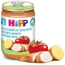 6510 Пюре HIPP Мясное меню, Помидор с картофелем и цыпленком, с 8 месяцев, 220 г