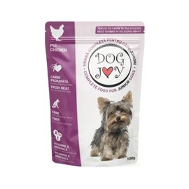 Корм для собак DOG JOY, влажный, для щенков, с курицей, 100г