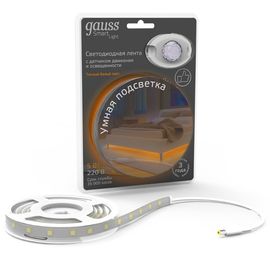 Banda LED GAUSS Smart Light cu senzor, 5W, 2700K, IP66, 1.2 m, 1, 20