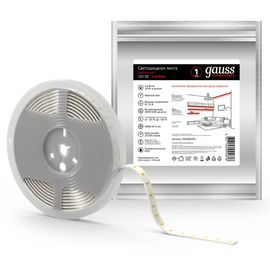 Banda LED GAUSS Elementary  2835, 60-SMD 4.8W, 12V DC, IP20, rosu, ZIP Bag 5 m, 1, 50