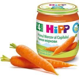 Piure HiPP Legume, Primul morcov al copilului, de la 4 luni, 125 g