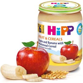 Piure HiPP Fructe & Cereale, Mar - banan cu cereale integrale, de la 6 luni, 190 g