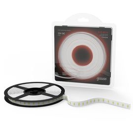 Banda LED GAUSS 2835, 60-SMD 4.8W, 12V DC, IP20, rosu, blister 5 m, 1, 50