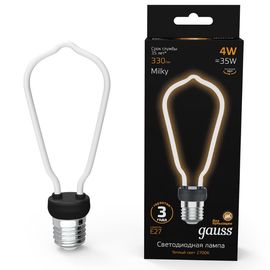 Лампочка GAUSS Filament Artline milky ST64 LED 4W, E27, 2700K, 330lm, IP20, 1, 10, 100