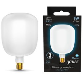 Лампочка GAUSS Filament milky V140 LED 9W, E27, 4100K, 890lm, IP20, 1, 6