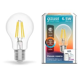 Bec LED GAUSS SH Filament A60, 6.5W, E27, 2000-6500K, 806lm, Dimm, IP20, 1, 10, 40