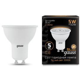 Лампочка GAUSS Black MR16 LED 5W, GU10, 3000К, 500lm, IP20, 1, 10, 100