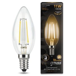 Лампочка GAUSS Filament C37 LED 11W, E14, 2700К, 810lm, IP20