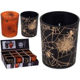 Свеча в подсвечнике Halloween, Паутинка, стекло, 2цвета, 6x5cм