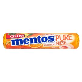 Guma de mestecat Mentos Roll, Tropical mix, 15.5 g
