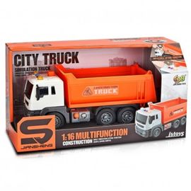 Camion cu remorca JsToys, portocaliu, 1:16