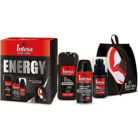 Набор INTESA Energy Power, для мужчин (Гель для душа 250мл + Дезодорант-спрей Макси 180мл + Крем-гель для лица и бороды 100мл + сумка для обуви)