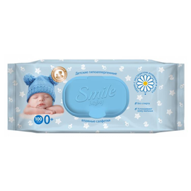 Servetele umede SMILE Baby, cu extract de musetel si aloe, 100 buc