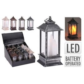 Felinar cu lumanari 3LED, 13 х 5 cm, gri, plastic