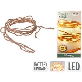 Ghirlanda Funie 50 microLED, alb-cald, 5 m, la baterii