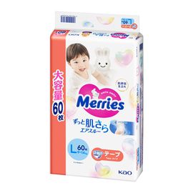 Подгузники для детей MERRIES Size L, 9-14 кг, 60шт.