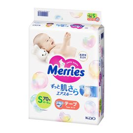 Подгузники для детей MERRIES Size S, 4-8 кг, 70шт.