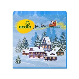 Салфетки ECOLO НГ "Рождественный микс" с печатью, (33х33см), 2-слоя, 16 шт