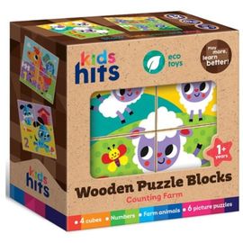 Cuburi din lemn puzle KIDS HITS Farm, KH20/022