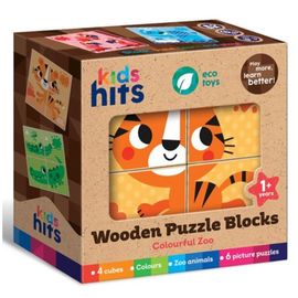 ​Blocuri din lemn puzzle KIDS HITS Zoo, KH20/023