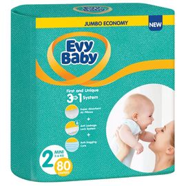 Подгузники для детей EVY BABY №2 Jumbo MINI 3-6 кг, 80 шт