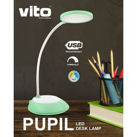 Настольная лампа VITO PUPIL, 6W, 150Lm, 3xCCT, диммируемая, USB, белая-березовая