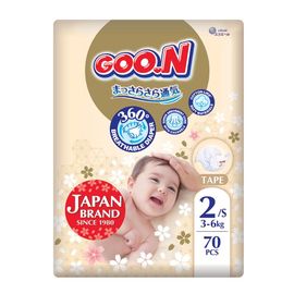 Подгузники японские GOO.N №2, для детей, 3-6 кг, 70 шт