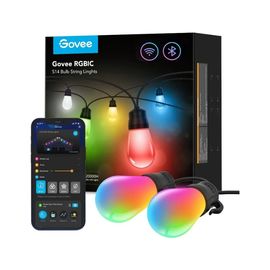 Наружная гирлянда GOVEE Outdoor String Lights RGBIC, Smart Outdoor, 15 Light Bulbs, 15м