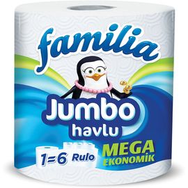 Бумажные полотенца FAMILIA Jumbo, 2 слоя, белые, 1 шт