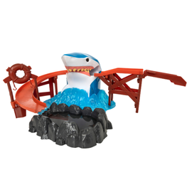 Set de joaca TEAMSTERZ, pista cu rechin si masinuta schimbatoare de culoare