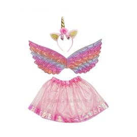 Set Aripi de Unicorn FUNNY FASHION 015, roz cu fustita si cerc, ZJA359657