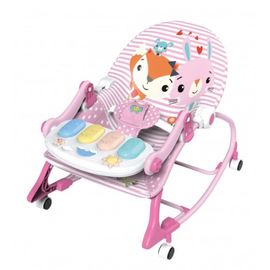 Scaunel Iepuras-Vulpe YAYA DUCK BABYLOVE 3689-A, roz, cu pian, sunete si roti, ZJA342177