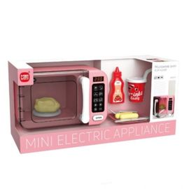 Игрушка микроволновая печь MEY LIAN SHENG LS820C65-1, розовая, с подсветкой и аксессуарами, ZJA343952