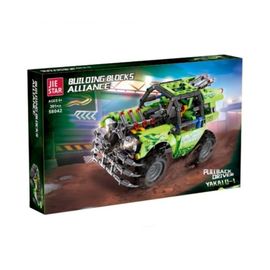 Конструктор Зеленый автомобиль-внедорожник JIE STAR 58042, с откатным механизмом, ZJA351155, 391 элементов