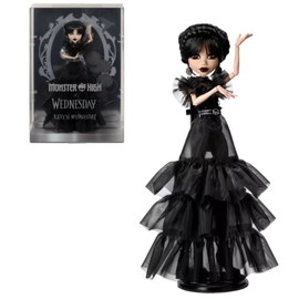 Игровой набор BARBIE MATTEL Monster High "Кукла Wednesday в платье", с аксессуарами