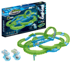 Автотрек ESSA TOYS, с радиоуправлением, светом, 59 деталей