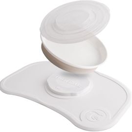 Set anti-alunecare cu farfurie Twistshake Click-Mat, alb