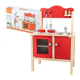 Bucatarie din lemn VIGA cu accesorii, culoarea rosie