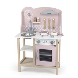 Bucatarie din lemn VIGA pentru copii cu accesorii (culoare roz)