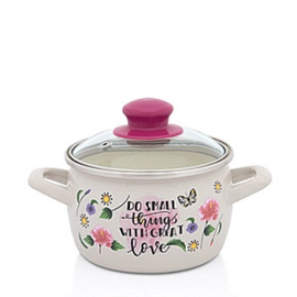 Cratita METALAC Small things, emailata, capac din sticla, D18 cm, 3.1 l