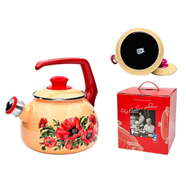 Чайник METALAC Маки, эмалированный, бакелитовая ручка, свисток, D20 cм, 2.5 л
