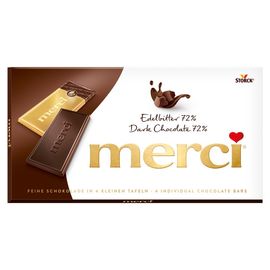 Конфеты MERCI шоколадные Tablets Темный шоколад 72%, 100 г